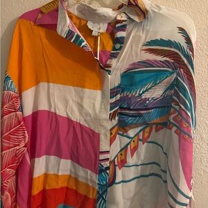TAJ by Sabrina Crippa Colorful Striped Button-Up Shirt Size: S *oversized*